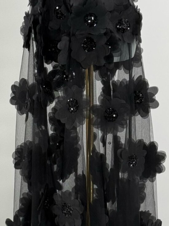 🆕 BRONX & BANCO 🧿 NWOT Rosalie Noir Floral-Appliqué Tulle Gown, Sz M US 6 - Picture 10 of 16